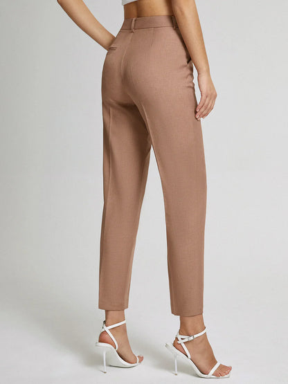 Dames getailleerde pantalon, enkellang — beige | Victoria - Vanista