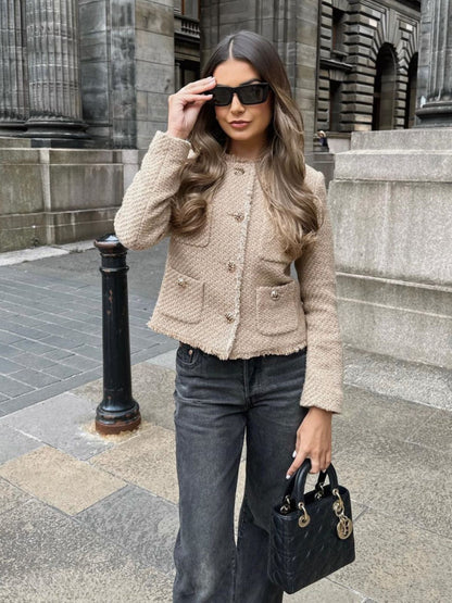 Chic Beige Blazer met knopen I Nana - Vanista
