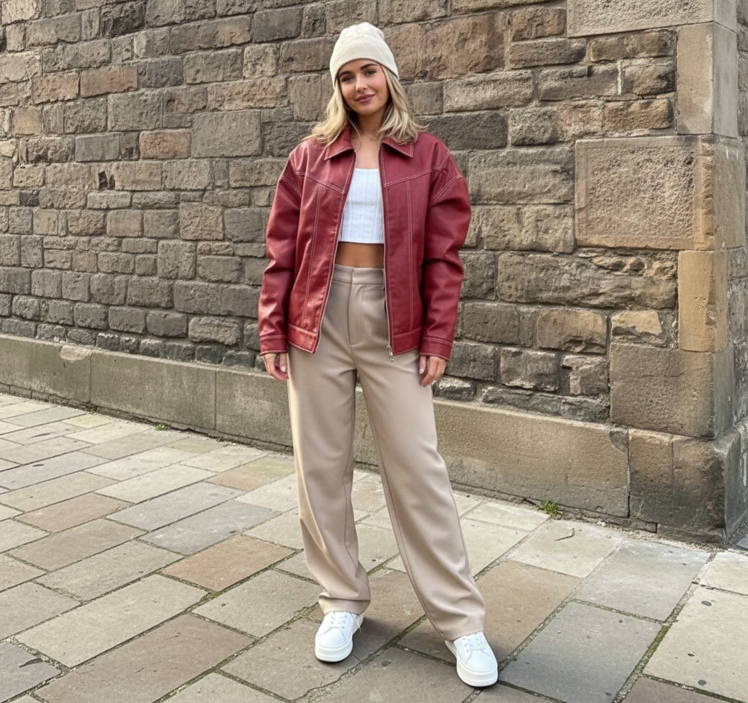 Oversized leren jas I ANABEL
