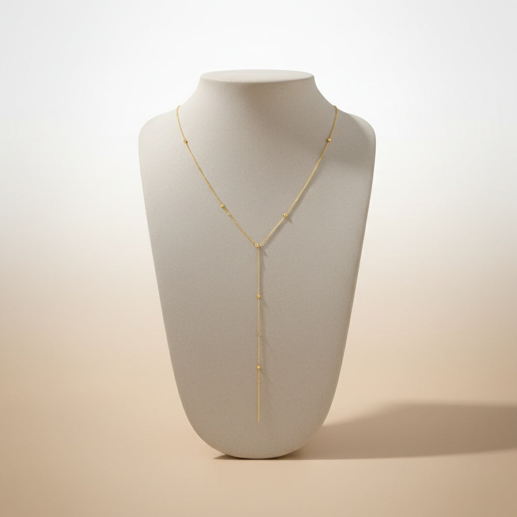 elegante lange ketting goud verguld, y-ketting. Shop bij Vanista
