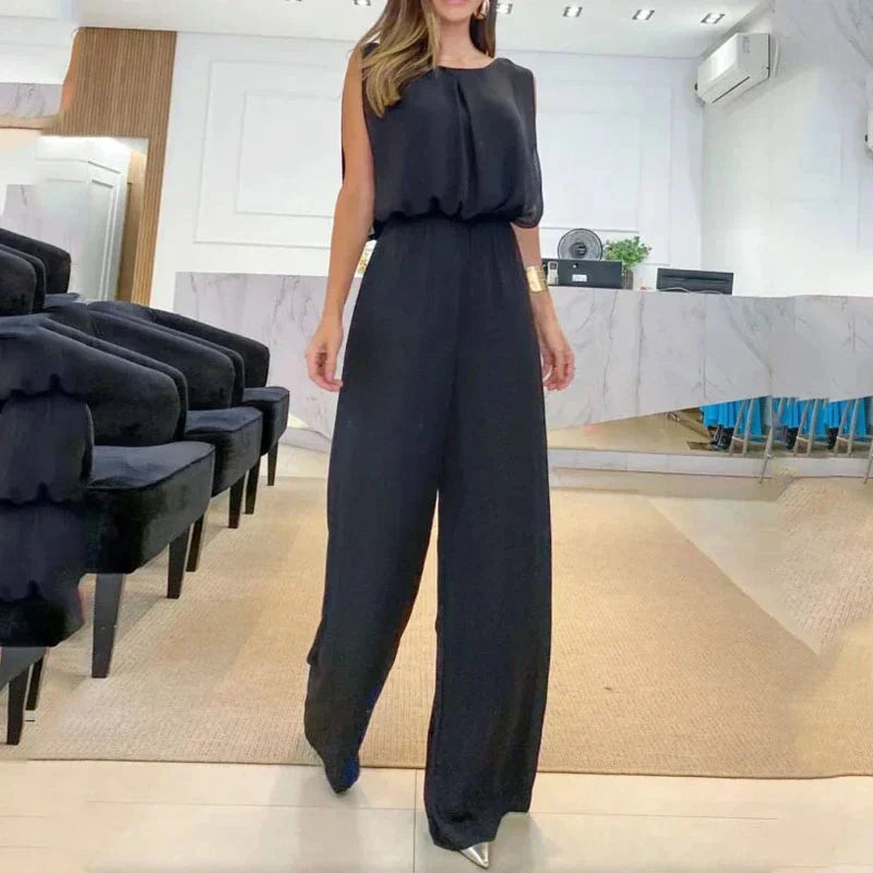 Aurora - Comfortabel en Stijlvol Zwarte Jumpsuit - Vanista