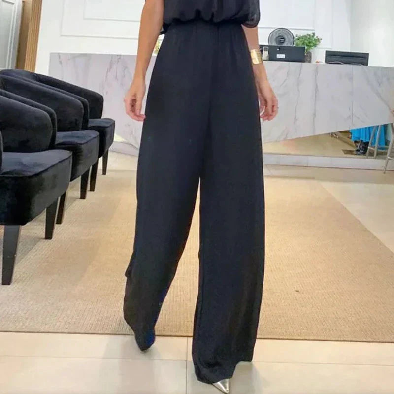 Aurora - Comfortabel en Stijlvol Zwarte Jumpsuit - Vanista