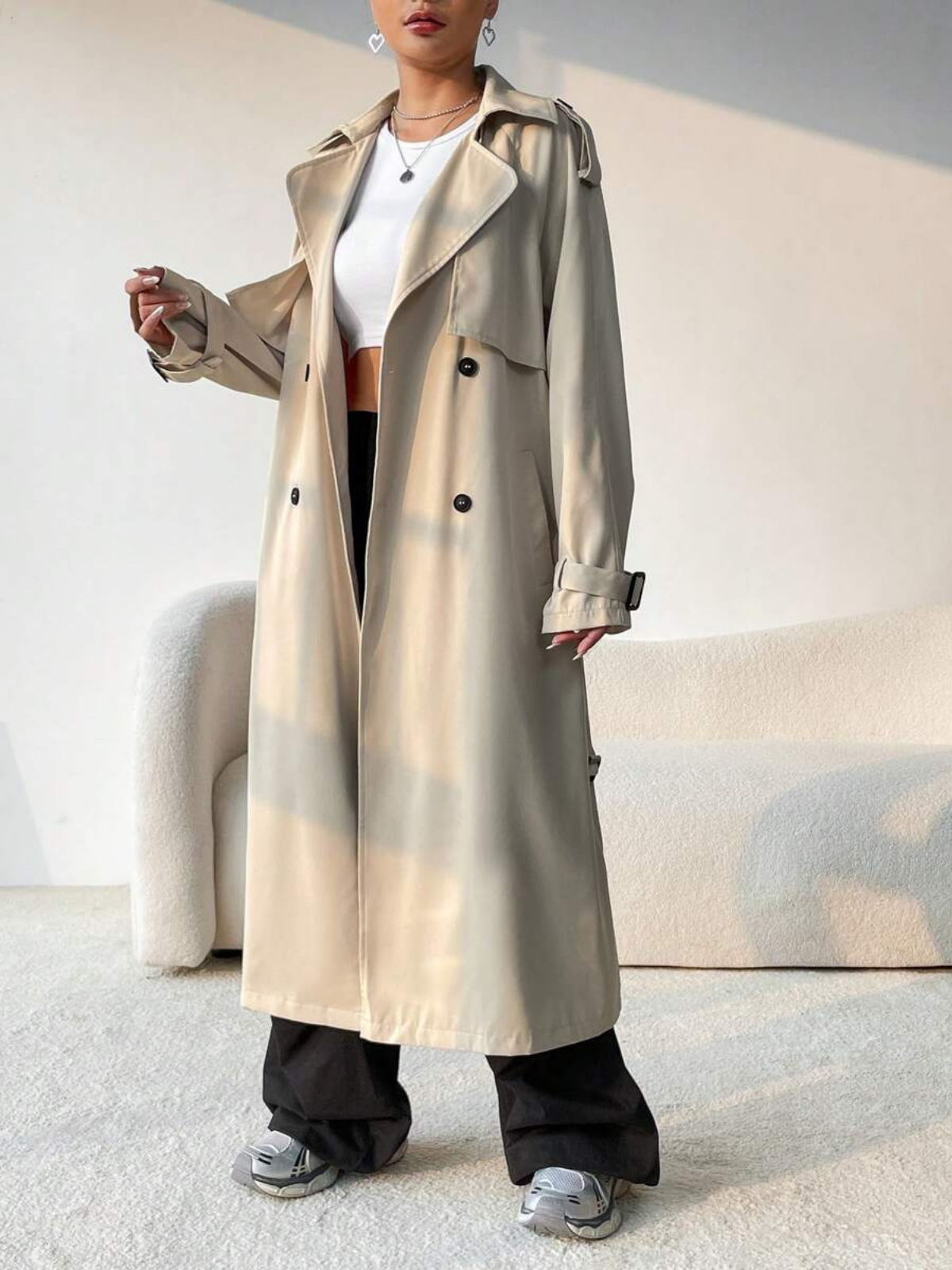 Elegante lange jas-beige I ZARRA - Vanista