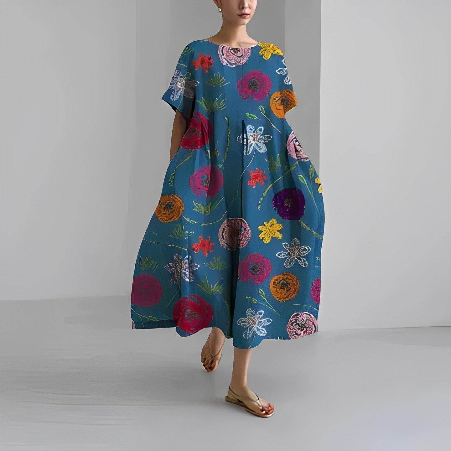 Fleur| Kleurrijke Losse Jurk met Print