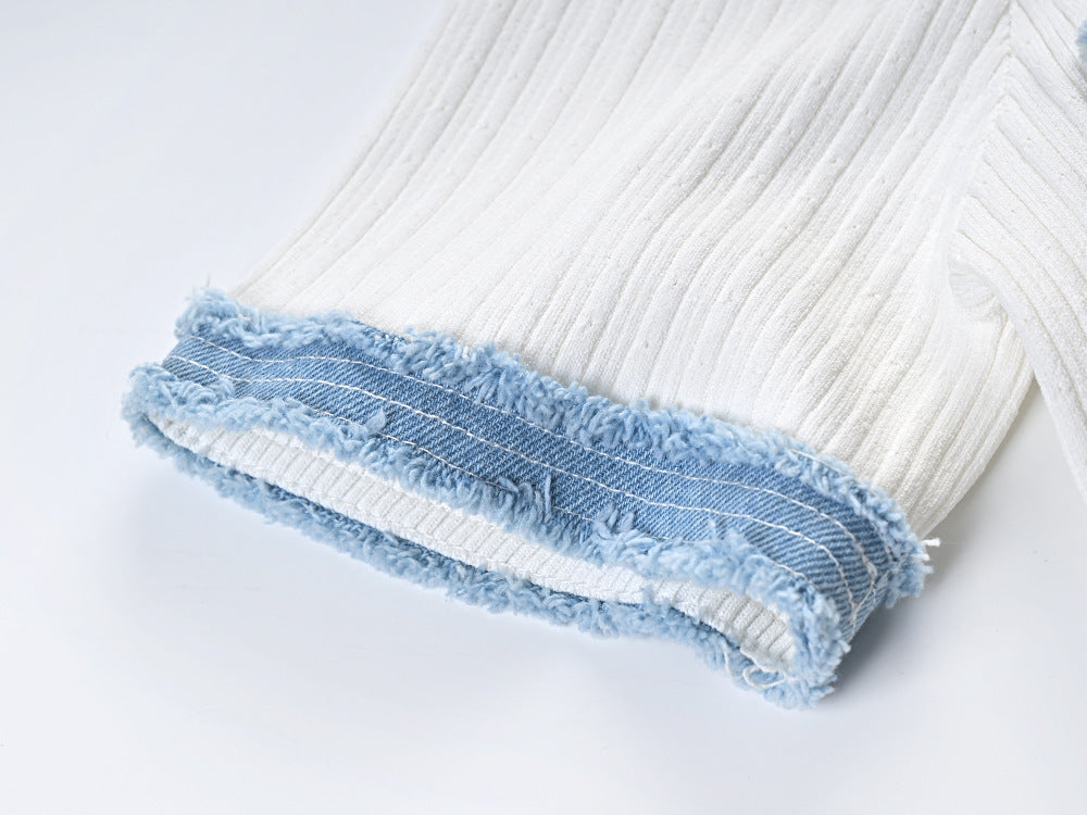 MAVI | Gebreide jurk met denim details