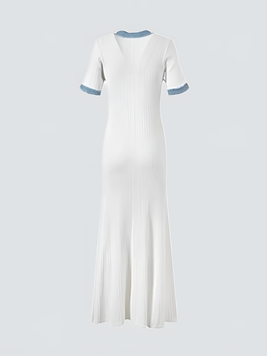 MAVI | Gebreide jurk met denim details