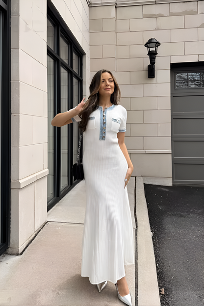 MAVI | Gebreide jurk met denim details