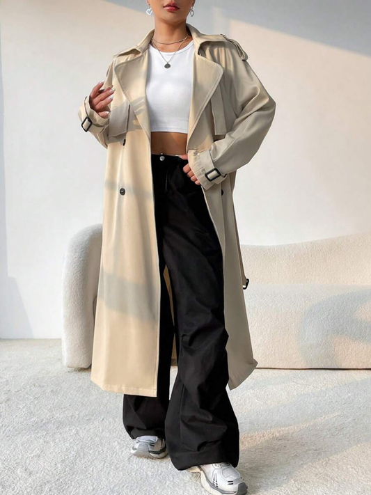Elegante lange jas-beige I ZARRA - Vanista