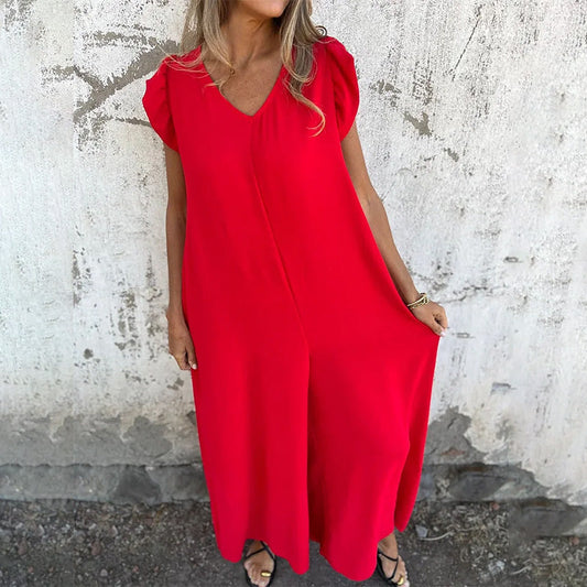Adembenemend V-hals jumpsuit