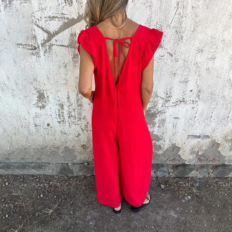 Adembenemend V-hals jumpsuit
