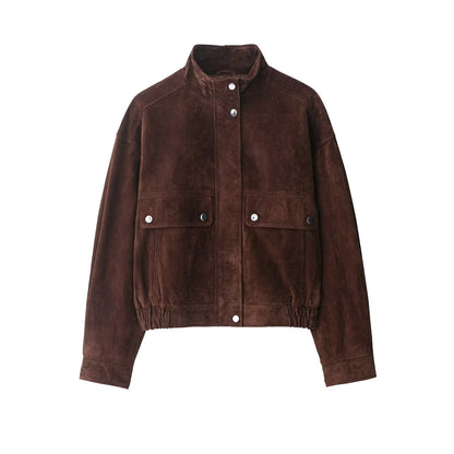 verfijnde suède jack uit de Nieuwe collectie