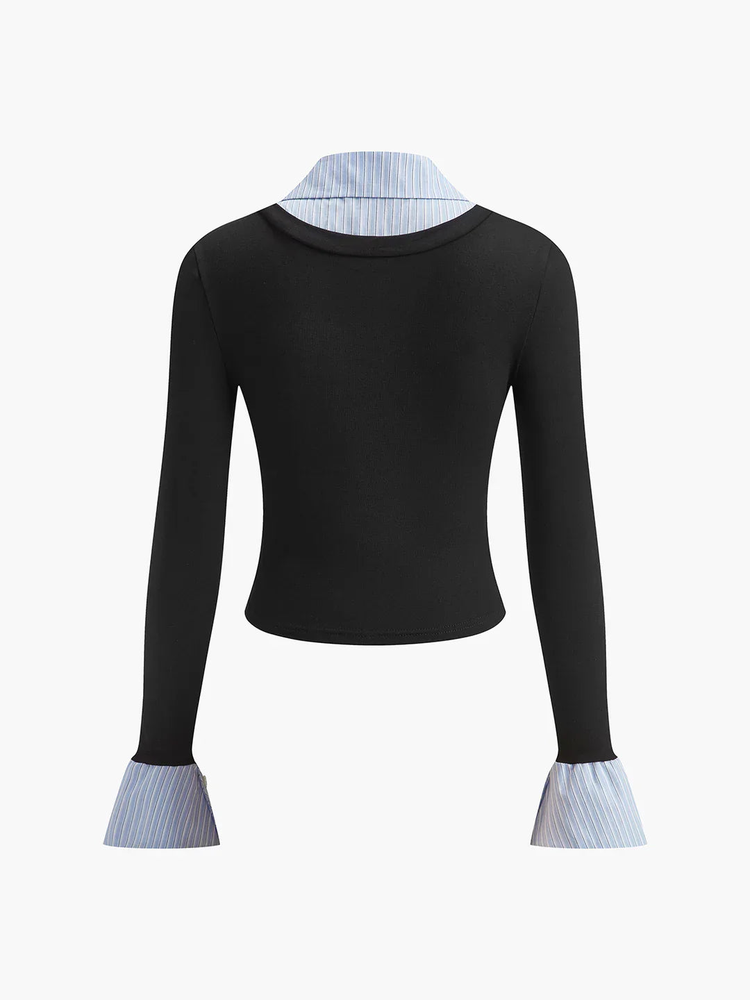 Gebreide top met contrasterende overhemdkraag — chic | Vanista - Vanista